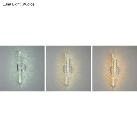 Modern Stainless-Steel Led Wall Mount Light With K9 Crystal Accent - Perfect For Living Room