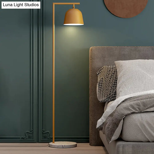 Modern Standing Metallic Floor Lamp In Black/Gold With Marble Base