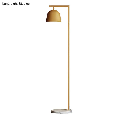 Modern Standing Metallic Floor Lamp In Black/Gold With Marble Base