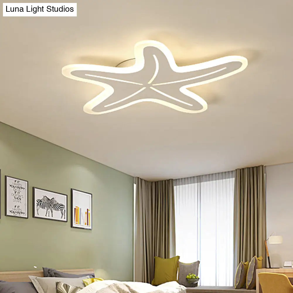 Modern Star Shaped Led Flush Light In Blue/Pink/White - Ideal For Kindergartens