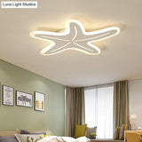 Modern Star Shaped Led Flush Light In Blue/Pink/White - Ideal For Kindergartens
