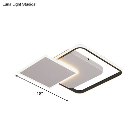 Modern Strewed Design Square Flush Led Ceiling Light For Bedroom - 18’/24.5’ Warm/White Black -