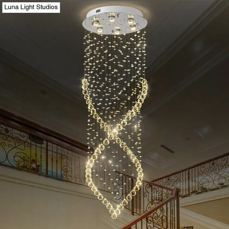 Modern Style 6 - Light Nickel Flushmount Crystal Flush Ceiling Light For Corridor - Spiral Design