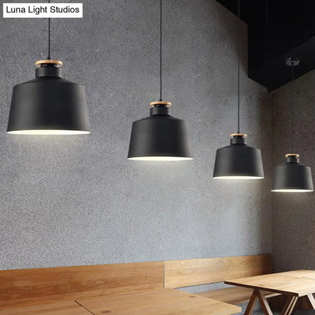 Modern Style Barn/Cylinder/Tapered Pendant Light In Black/White Finish - Adjustable Cord Hanging