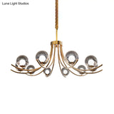 Modern Style Clear Glass Ball Chandelier - Golden Hanging Lamp With Curved Arm (6/8/10 Heads)