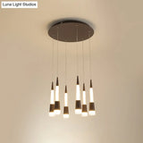 Modern Style Draping Multi-Light Adjustable Pendant With 6 Led Bulbs For Dining Room In Black/Gold