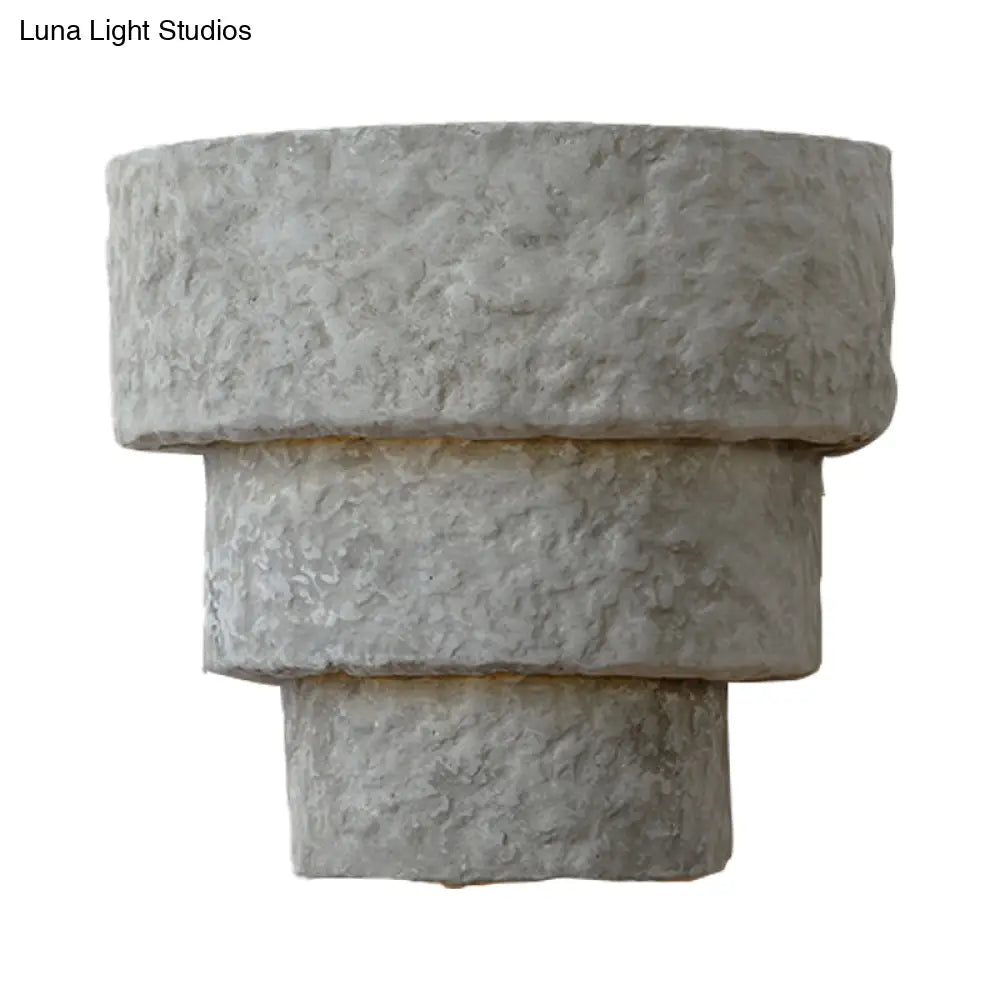 Modern Style Grey Cement Bowl/Cylinder Shade Wall Light - 1-Light Bathroom Fixture