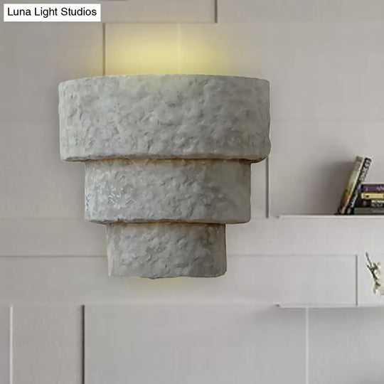 Modern Style Grey Cement Bowl/Cylinder Shade Wall Light - 1-Light Bathroom Fixture
