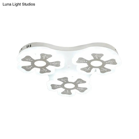 Modern Style White Floral Ceiling Lamp - Acrylic Flush Mount Light For Study Room & Corridor