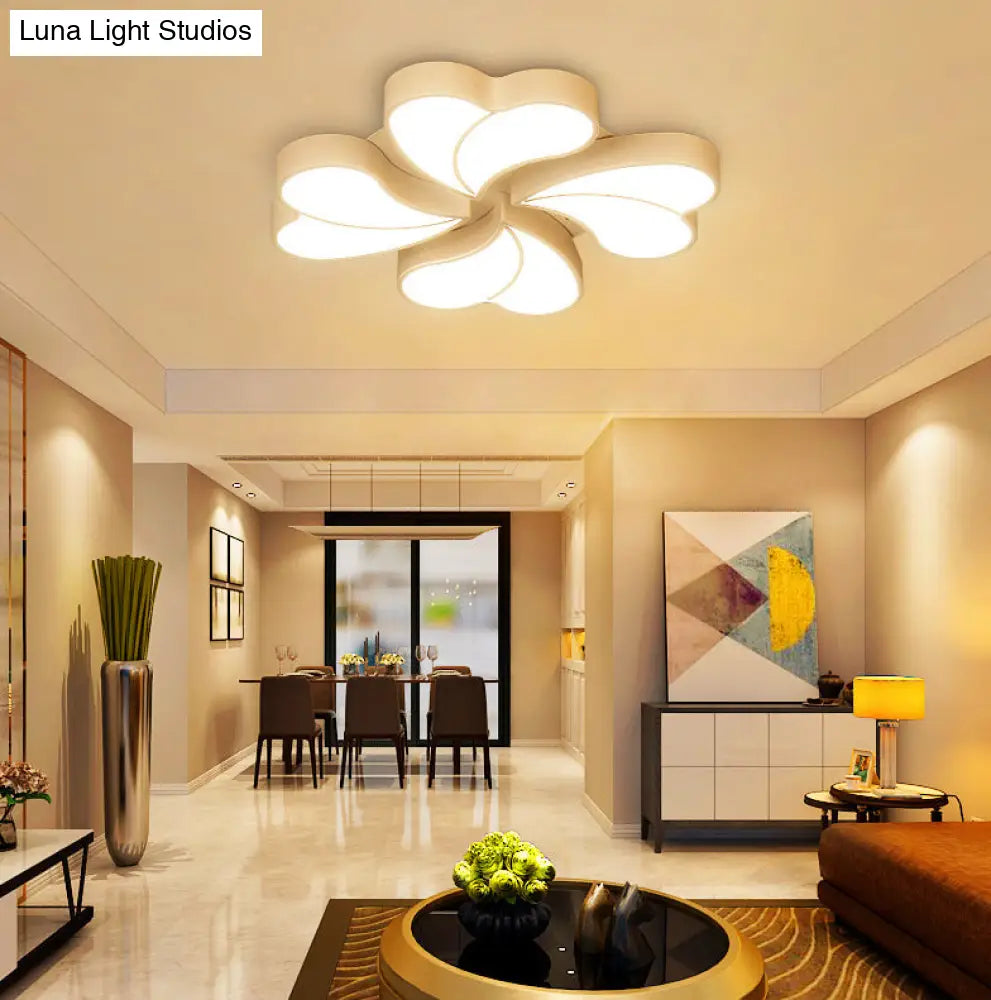 Modern Style White Floral Led Flushmount Ceiling Lamp For Bedroom Lighting