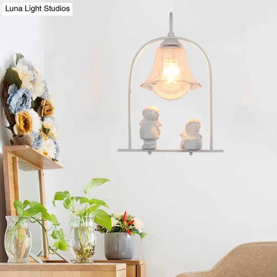 Modern Stylish White Metal Wall Lamp With 1 Light For Little Kids Kitchen Décor / A
