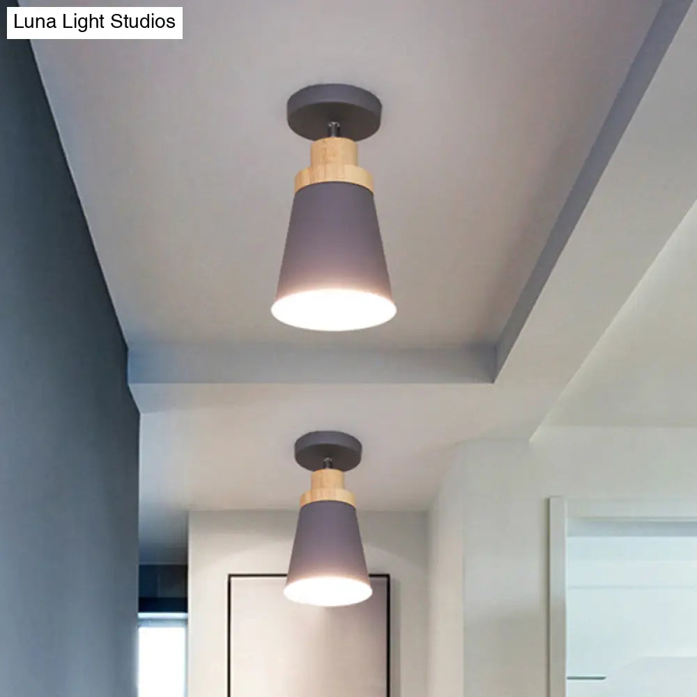 Modern Tapered Ceiling Flush Mount Light - Stylish Metal Close To Lighting Fixture