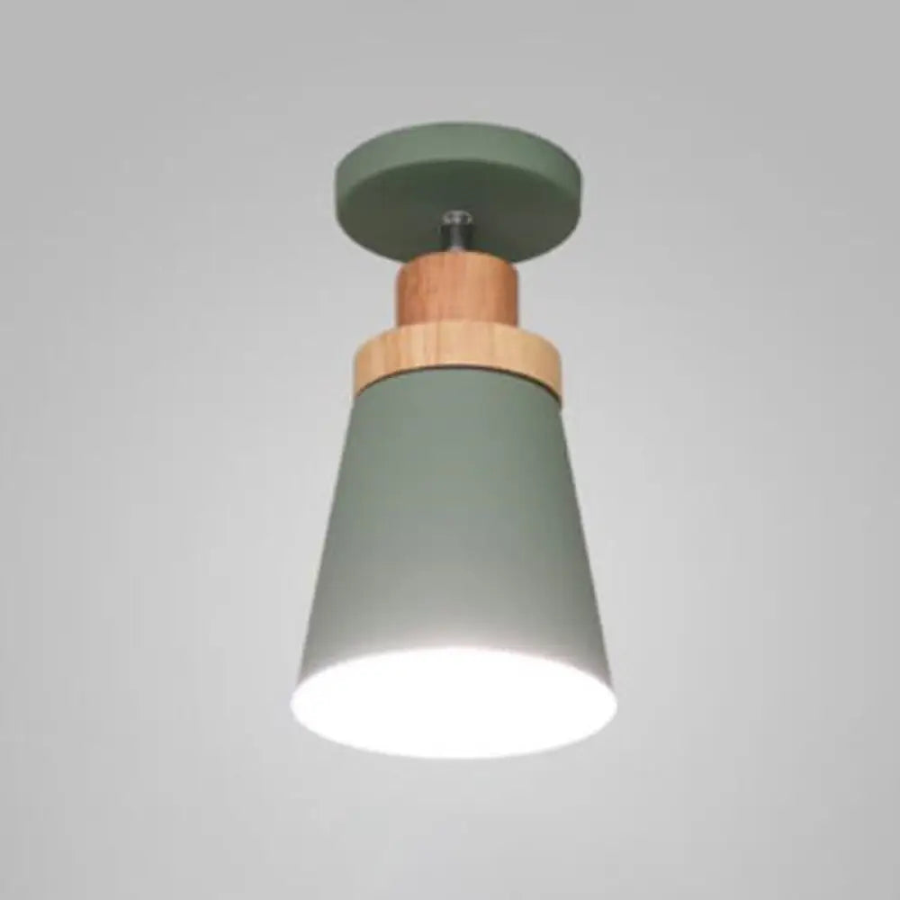 Modern Tapered Ceiling Flush Mount Light - Stylish Metal Close To Lighting Fixture Green
