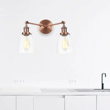 Modern Tapered Glass Wall Lamp - 2-Light Industrial Sconce Lighting In Black/Bronze/Brass Copper