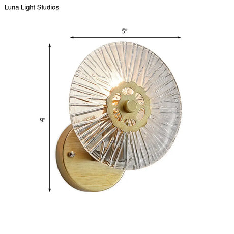 Modern Textured Wall Lamp With Clear Crystal And Metallic Finish In Gold