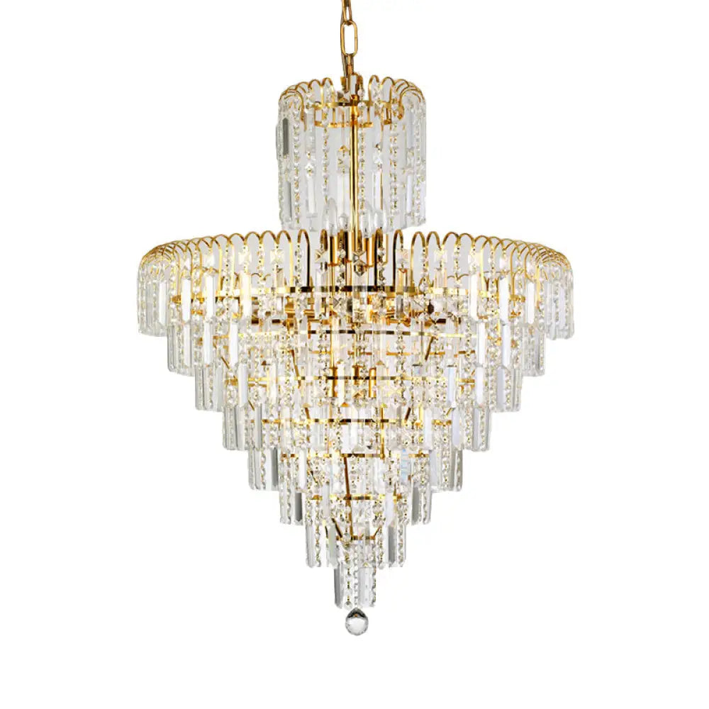 Modern Crystal Hanging Light Fixture 4/6/11 Lights Gold 16/18/23.5 Wide For Dining Room