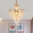 Modern Tiered Crystal Hanging Light Fixture - Gold 4/6/11 Lights 16’/18’/23.5’ Wide / 16’