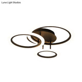 Modern Tiered Led Bedroom Flush Mount Lighting In Brown 19.5’/21.5’ W (Customizable 7 Days)