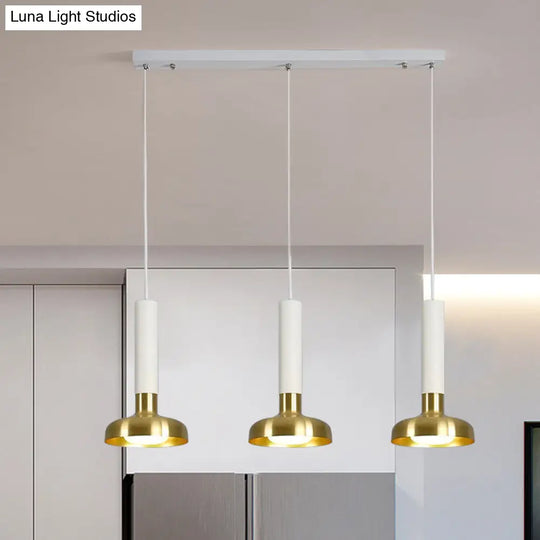 Modern Torch Multi-Pendant Metal Kitchen Bar Light - 3-Light Suspension In White/Black-Gold