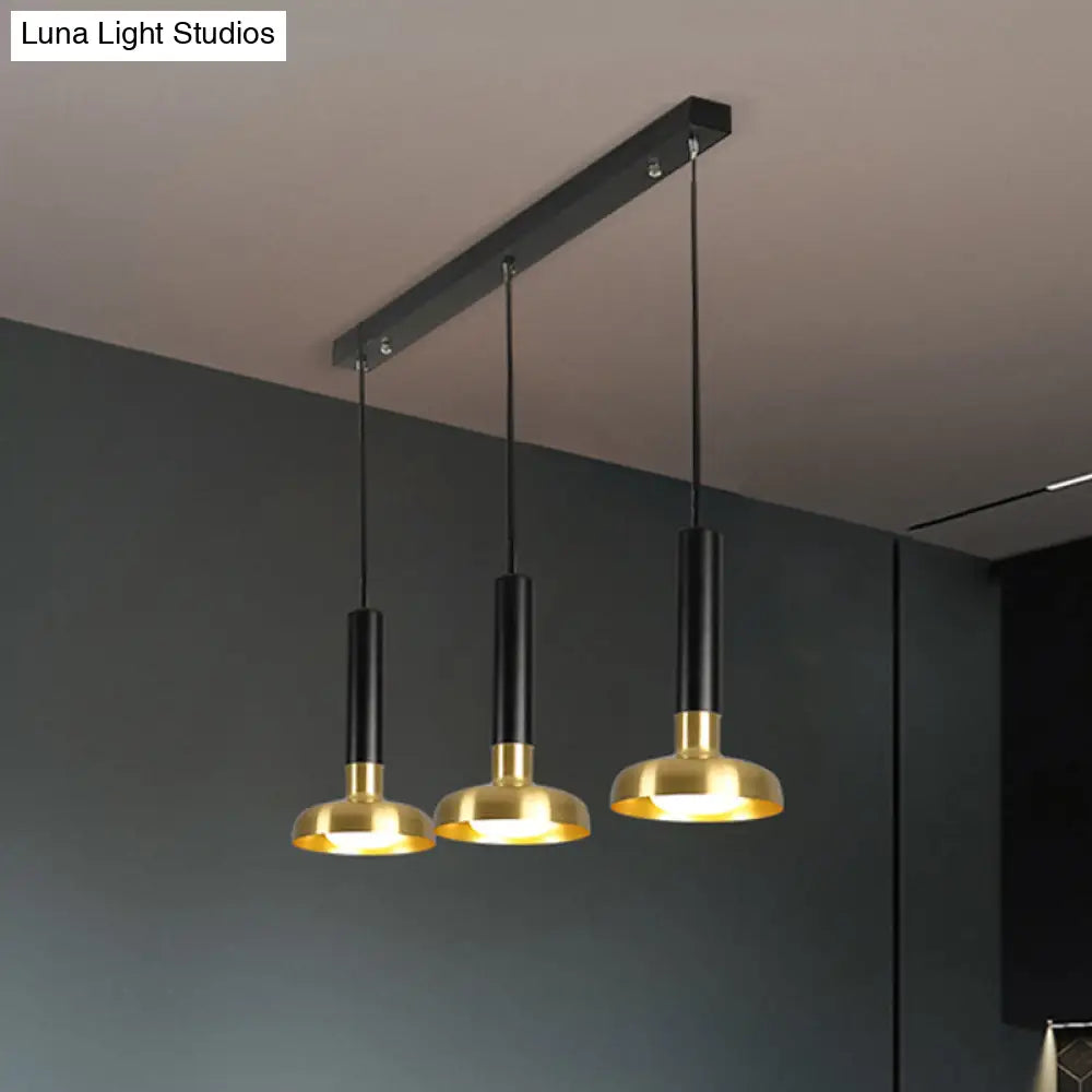 Mid Century 3-Light Torch Multi-Pendant Metal Kitchen Bar Suspension Light - White/Black-Gold