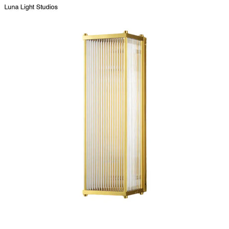 Modern Translucent Crystal Cuboid Wall Sconce Light Gold Surface 12/19.5 Wide