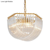 Modern Transparent Glass Tiered Tassel Chandelier With Crystal Accents - Golden Light Holder Living