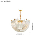 Modern Transparent Glass Tiered Tassel Chandelier With Crystal Accents - Golden Light Holder Living