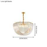 Modern Transparent Glass Tiered Tassel Chandelier With Crystal Accents - Golden Light Holder Living