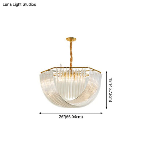 Modern Transparent Glass Tiered Tassel Chandelier With Crystal Accents - Golden Light Holder Living