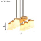 Modern Trapezoid Island Lighting With White Frosted Glass - 6-Head Dining Room Suspension Lamp And