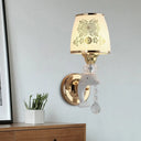 Modern Trapezoid Opal Glass Shade Wall Sconce - Gold Finish 1/2-Light Mount Lamp Fixture 1 /