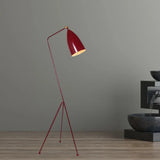 Modern Tripod Floor Lamp With Bell Shade - Metallic Design 1 Light Black/White Perfect For Bedroom