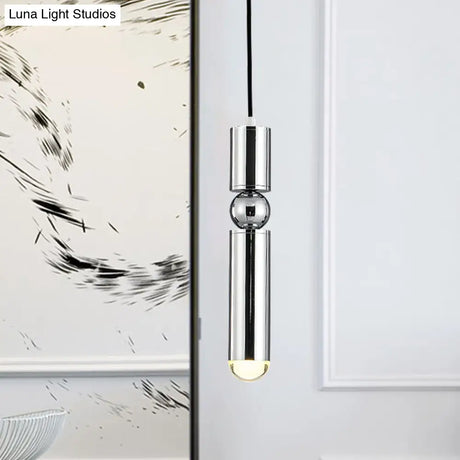 Modern Tube Hanging Light - Metal Black/White/Brass Led Suspension Pendant In Warm Ideal For Dining