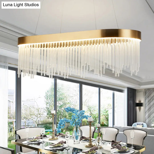 Modern Tubular Crystal Chandelier Lamp - Led Brass Pendant Light In Warm/White