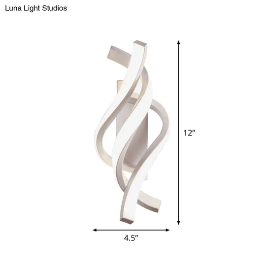 Modern Twisted Acrylic Led Wall Sconce Lamp In White With Warm/White Light