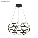 Modern Twisted Led Chandelier Pendant Light In Coffee - Acrylic Hanging Lamp For Living Room