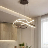 Modern Metallic Led Pendant Chandelier - Twisting Round Kitchen Lamp In Gold/Coffee With Warm/White