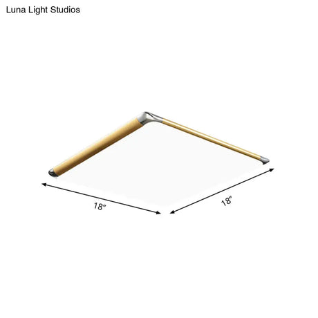 Modern Ultra - Thin Square Flush Mount With Gold Integrated Led Acrylic Shade - Warm/White