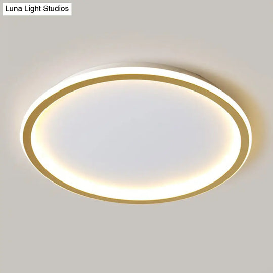 Modern Ultrathin Circle Flush Ceiling Light In Gold With Led For Living Room - Simplicity Series /