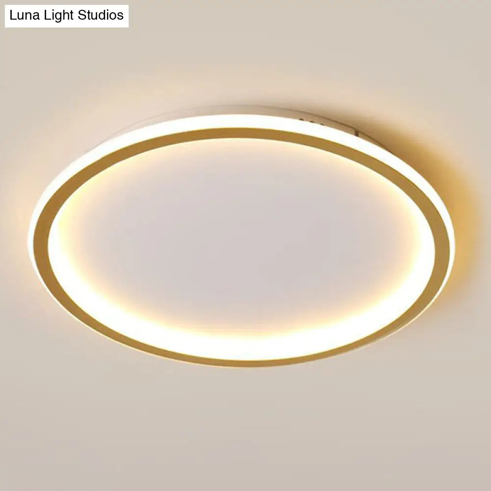 Modern Ultrathin Circle Flush Ceiling Light In Gold With Led For Living Room - Simplicity Series /