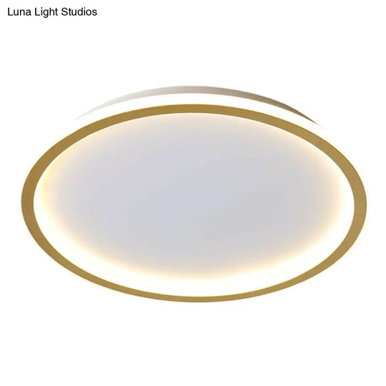 Modern Ultrathin Circle Flush Ceiling Light In Gold With Led For Living Room - Simplicity Series