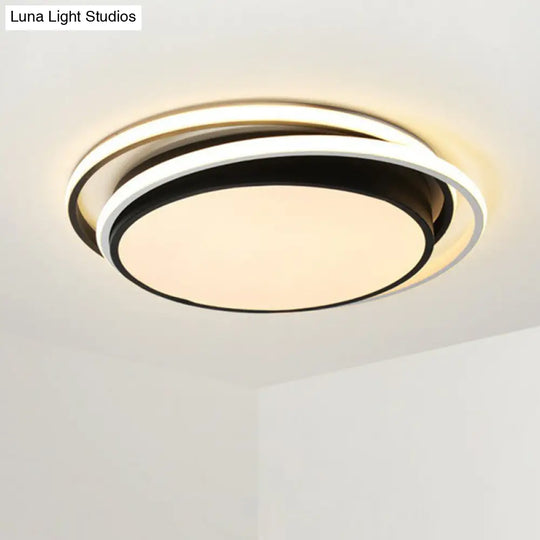 Modern Ultrathin Led Flush Mount Acrylic Round Ceiling Light For Living Room Black / 15’ Warm