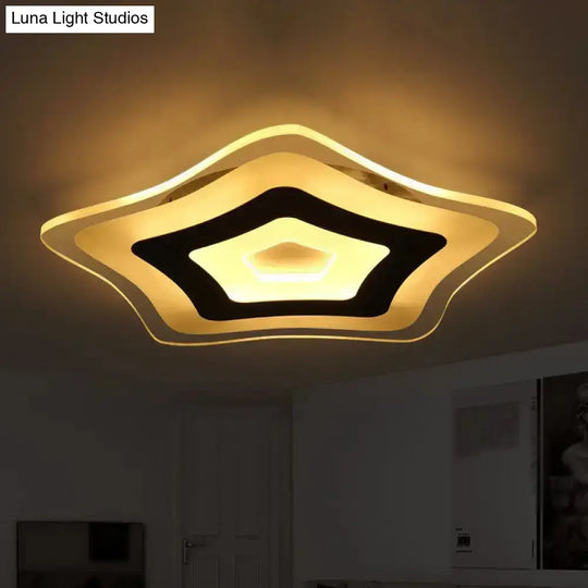 Modern Ultrathin Led Star Ceiling Lamp In Warm/White Light - 8’/16.5’/20.5’ W White / 8’ Warm