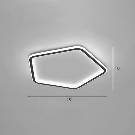 Modern Ultrathin Pentagon Led Ceiling Light For Minimalist Bedrooms In Black Aluminum - Flush Mount