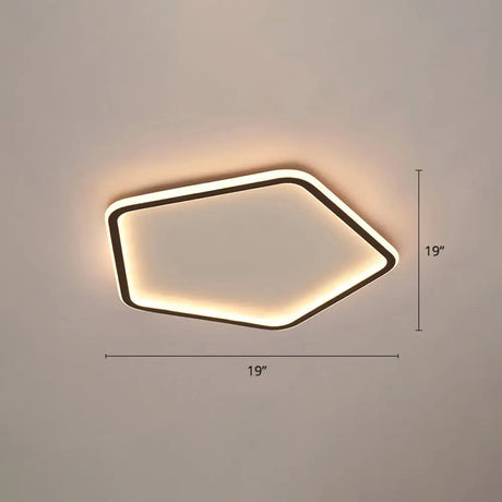 Modern Ultrathin Pentagon Led Ceiling Light For Minimalist Bedrooms In Black Aluminum - Flush Mount