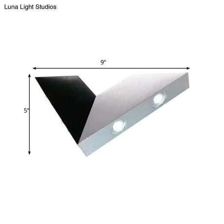 Modern V-Neck Metal Sconce Led Wall Light With Rgb Color Black/Silver