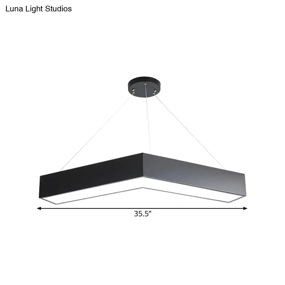 Modern V-Shaped Commercial Pendant Led Hanging Lamp Minimalistic Metal Black/White