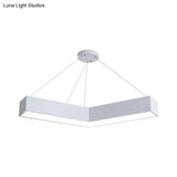 Modern V-Shaped Commercial Pendant Led Hanging Lamp Minimalistic Metal Black/White