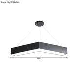 Modern V-Shaped Commercial Pendant Led Hanging Lamp Minimalistic Metal Black/White