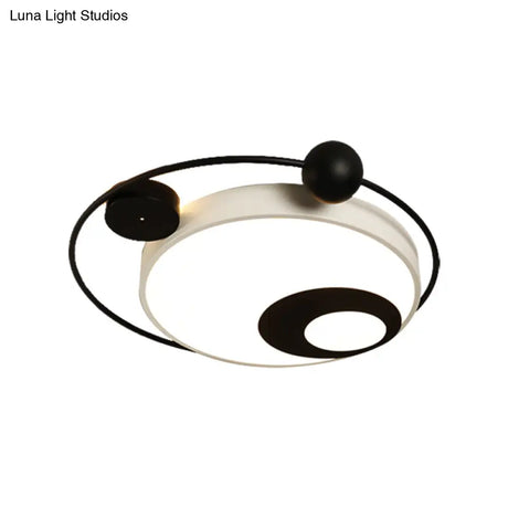 Modern Vintage Metal Flushmount Led Lighting In Warm Light With Diffuser - Square/Round Black/White
